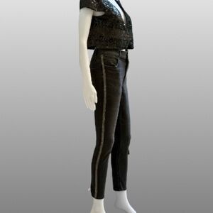 Express Washed Black Ankle Legging Stretch High Rise Sequins Stripe Jeans | 8